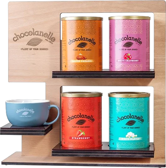 Chocolanelle Thekenaufsteller mit 6 Dosen
