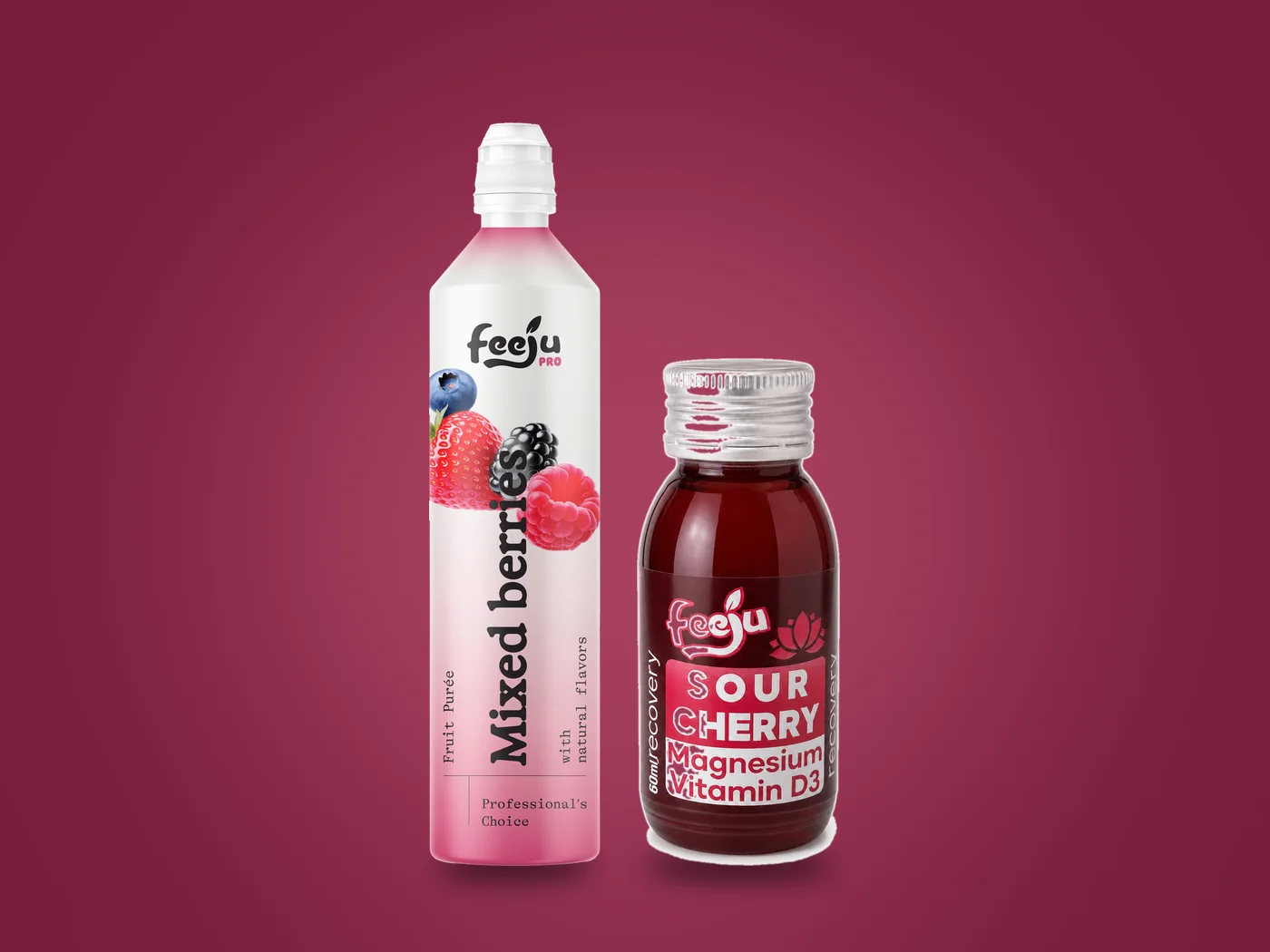 Feeju Püree Mixed Berries und Shot Sour Cherry