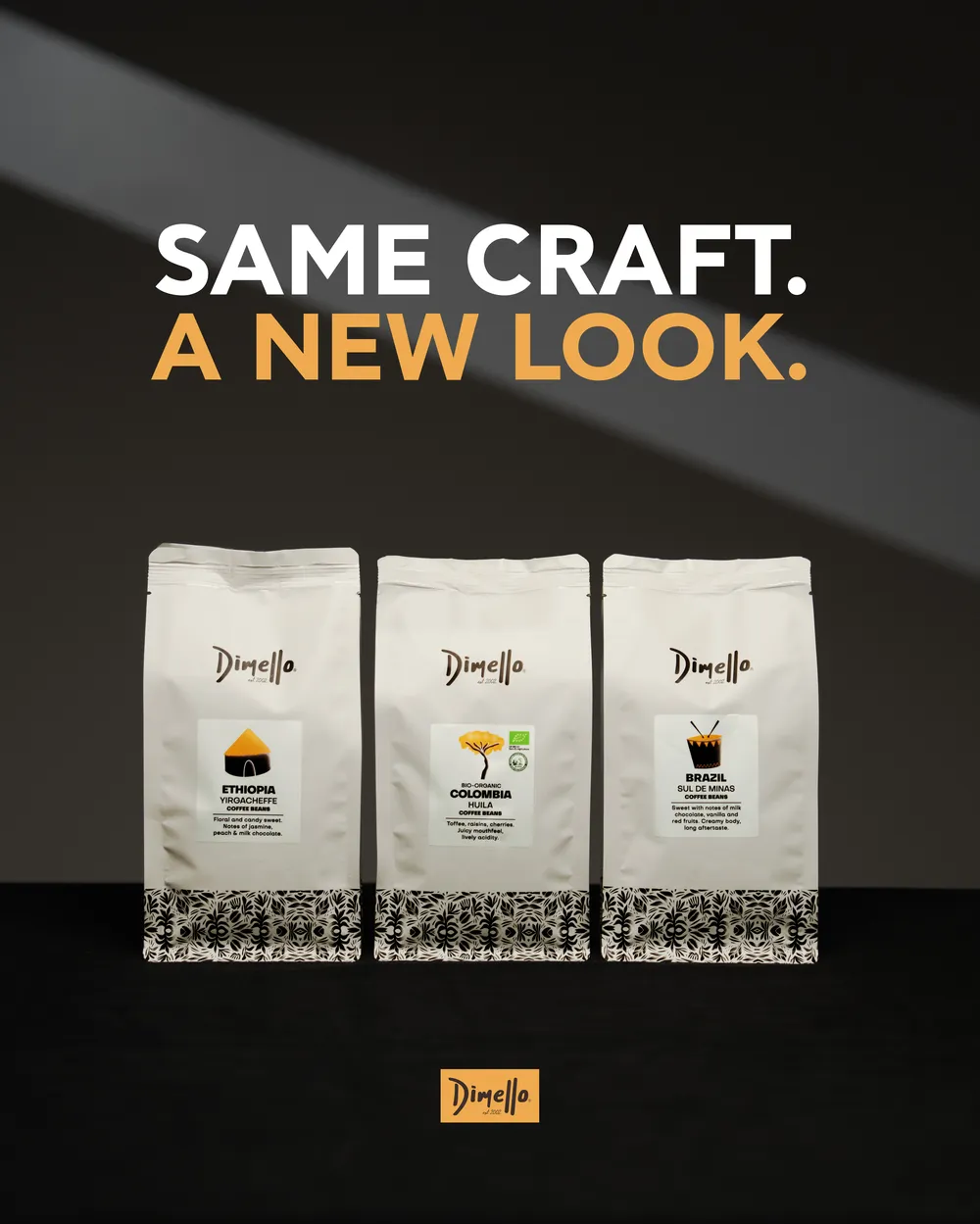 Dimello single origins in new packaging – Same craft. A new look.